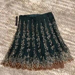 ***NWT*** ELIE TAHARI ROCHELLE EMBROIDERED SILK ORGANZA FLORAL GREEN SKIRT